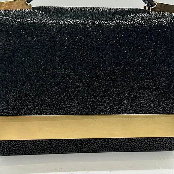 Brian Atwood Gorgeous Vintage Black Leather Evening Clutch Purse Bag ❤️❤️ - Picture 11 of 11